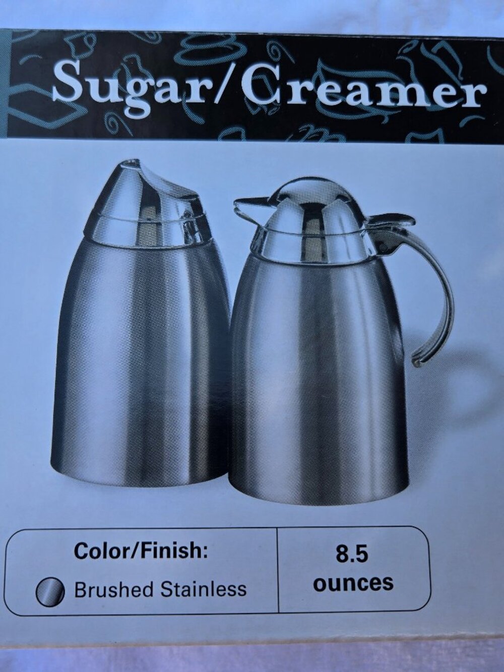 Service Ideas SSC85 Sugar and Creamer Set 8oz 18/8 Stainless Steel New In Box